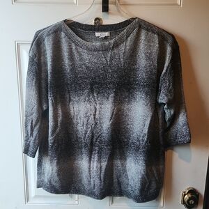 Croft & Barrow Ombre Black and Gray 3/4 Sleeve Sweater Size 1X
